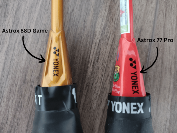 88d game vs yonex astrox 77 pro - handle cap comparison 2