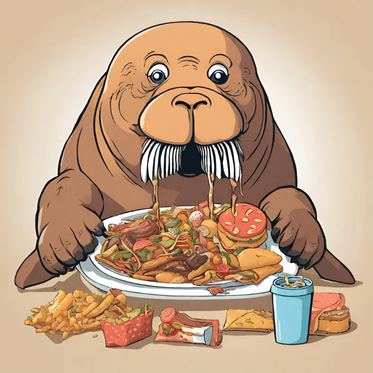 badminton tournament tips - walrus eating junk food example