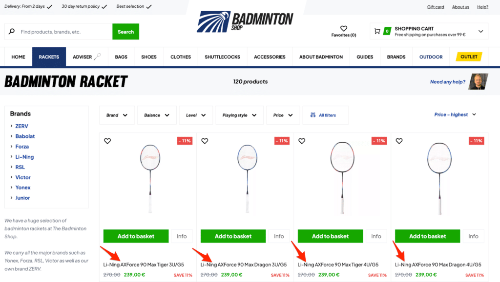 expensive badminton rackets